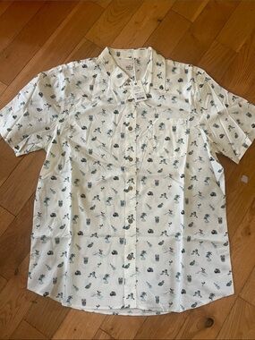 Marine Layer White Short-Sleeve Island Multi Print Button-Down Shirt